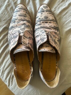 Freda Salvador Pink and Black Patterned Slip-On Loafers